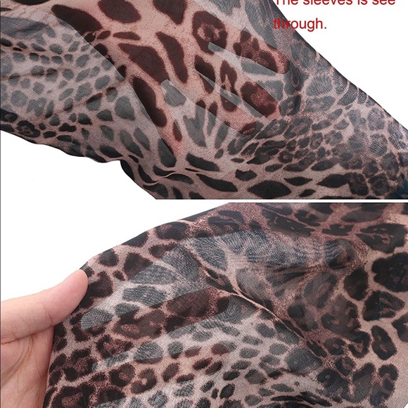 NWT Womens long sleeve top, black with sheer leopard print sleeves. XXL. - Picture 5 of 6